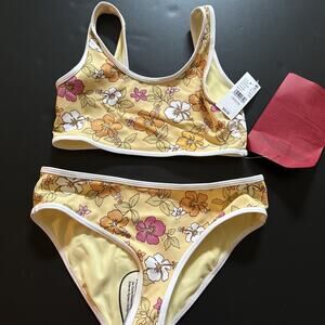 PacSun Kids 2 Piece Bathing suit. Size Large (10) Yellow With flowers